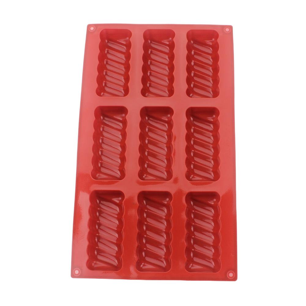 9 Holes Thread Silicone Chocolate Bar Mold Long Strip Mousse Dessert Biscuit Baking Mould Silicone Pastry Ice Grid Baking Tools