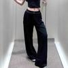 ALO Style High-Waisted Wide-Leg Women's Casual Pants with Reflective Logo Print and Elastic Waist