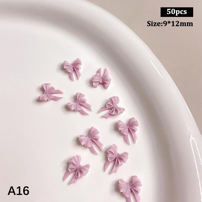 50 vnt. Ilgi banguoti lankeliai Nagų dailės priedai 2 dydžiai Spalvingi kaspino lankeliai 3D dervos nagų pakabukai Japoniškas nagų dekoras Mielos detalės Kaspinas