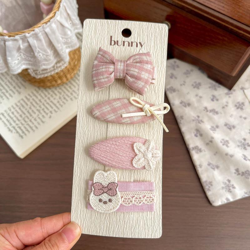 Spring and Summer New Rabbit Bow Combination Set Hairpin Cartoon Small Fresh Baby Side Does Not Hurt The Hairpin Female