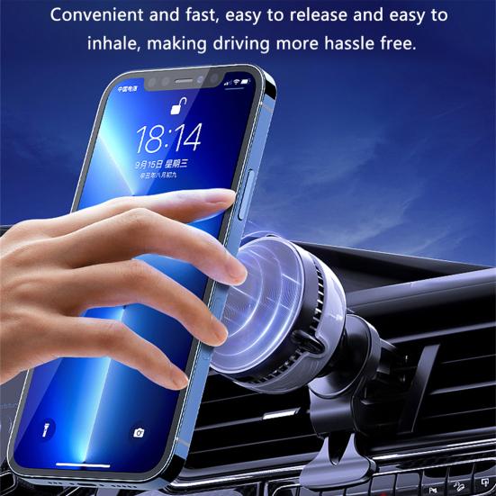 

Автомобильное зарядное устройство для телефона с кронштейном Простой радиатор Компактный размер Автомобильная установка Автоматическая вентиляция Магнитный телефон