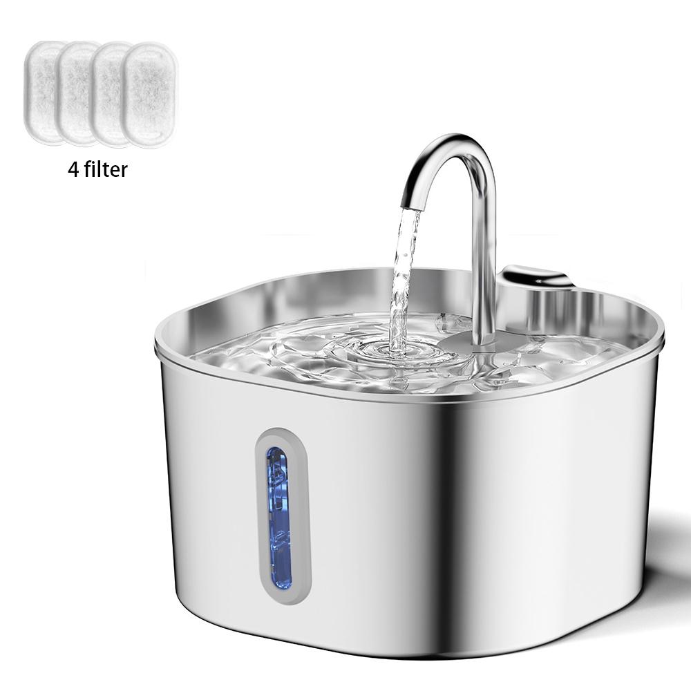2.2L Stainless Steel Cat Water Fountain Automatic Pet Water Dispenser Accessories Auto Cat Drinking Fountain Dog Drinker Bowl
