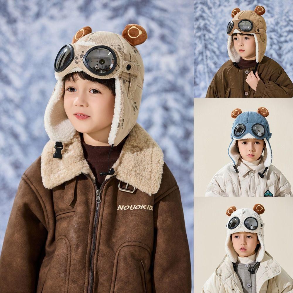 Kältefeste Kinder-Pilotenmütze Niedliche Cartoon-Warme Mütze Neue Ohrenschutzkappe Winter