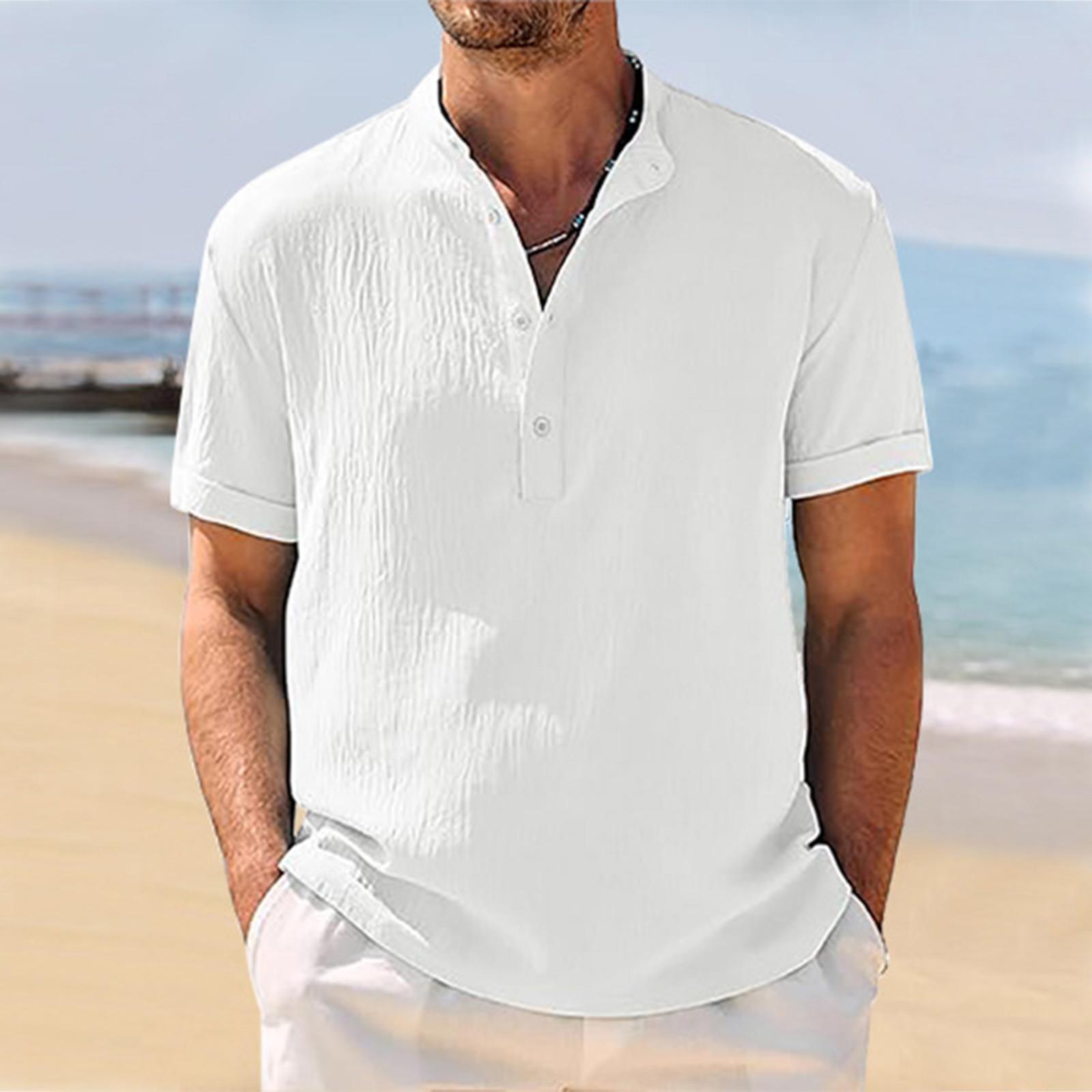 

Мужская летняя дышащая рубашка с короткими рукавами и культурой отдыха XXL белый