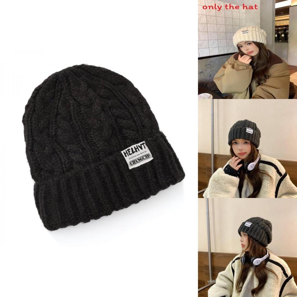 Knit Hat For Women With Letter Embroidery Warm Windproof Autumn Winter