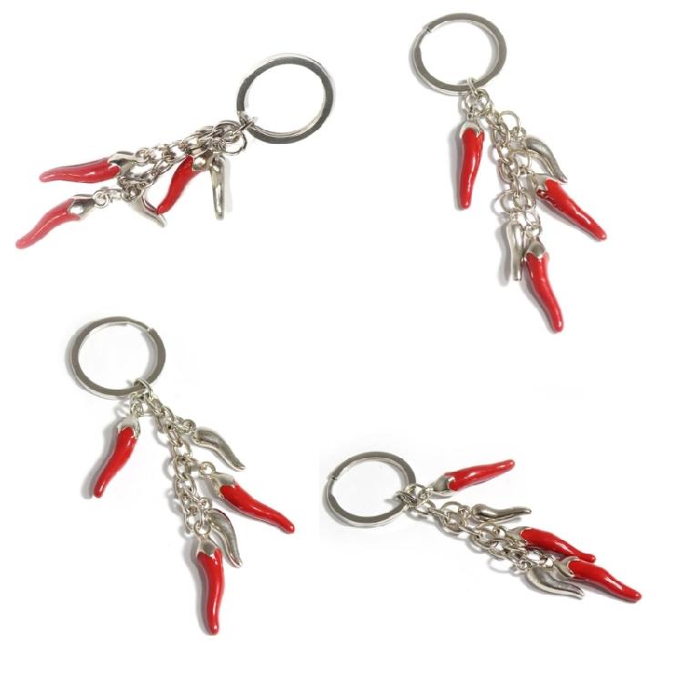 Živý klíčenka s rohem chilli Zábavná dekorace na tašku Odolný klíčenka ze slitinového materiálu
