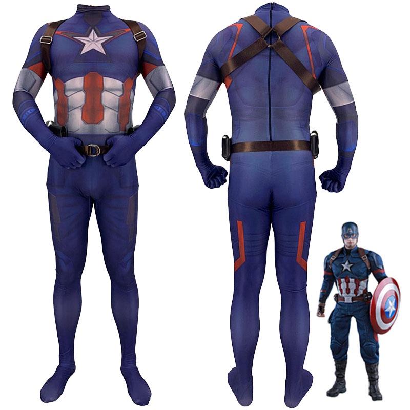 Och lättviktig Avengers Captain America Steve Rogers Zentai-kostym**
