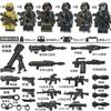 Bausteine, Spezialeinheiten, Humanoide, Polizei, Soldaten, Militärfiguren, Waffen, Mörser und Zusammenbau-Jungen-Spielzeug.