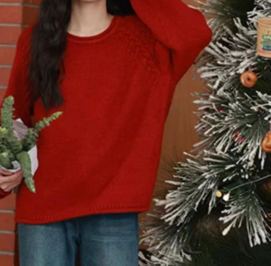 

Свитер с круглым вырезом, конфетного цвета, с легкой волной, женский, осенне-зимний, новый, свободный, мягкий, восковой, однотонный пуловер, вязаный свитер One size бордовый