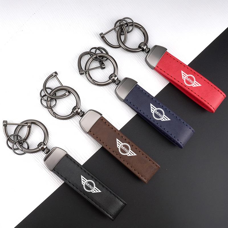 Leather Car Key Chain Ring For BMW Mini Cooper One S Countryman R50 R53 R56 R60 F55 F56 F57 Clubman JCW Keychain Car Accessories Pwaxk99