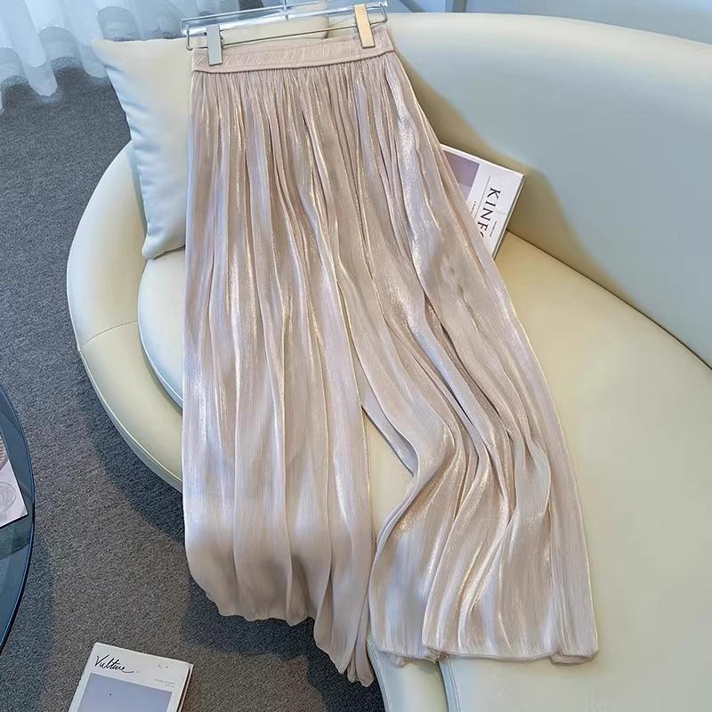 Iridescent Gauze Wide-Leg Skirt Pants for Women - 2025 Summer Fashion, Slimming, Drapey, and Versatile Casual Wear