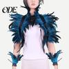 Feather Shawl Bracelet Set 1 Fake Collar with Wrist Ring Gothic Style Imitation Angel Wings Hollow Out Lace Unisex Model Stage Show Performance