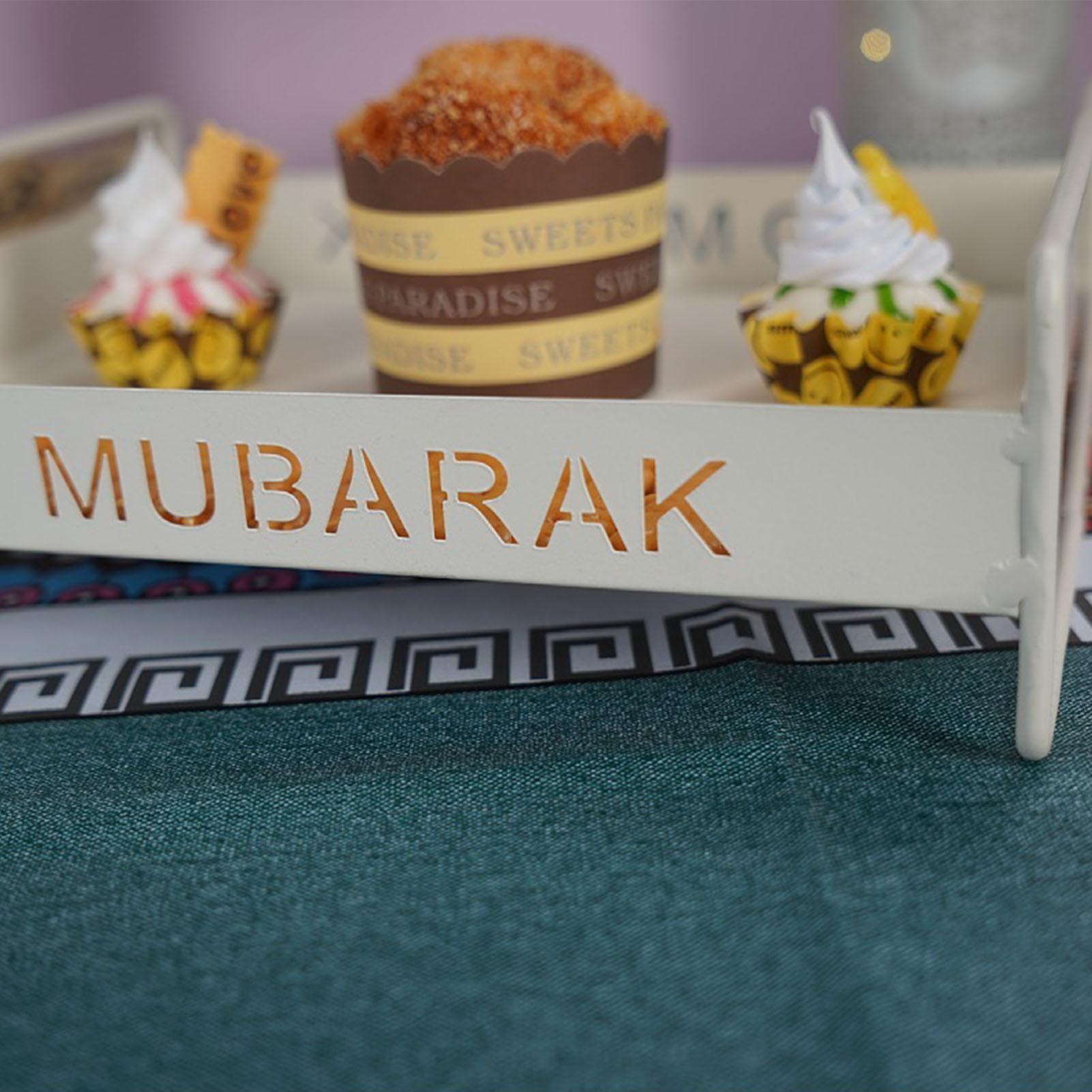 Белый поднос для сервировки в винтажном стиле с двойной ручкой — фото 10