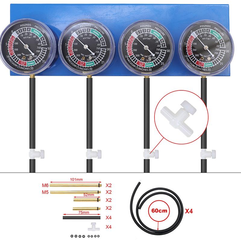 Synchronizer Tool For 4 Cylinder Engines Machines Motorcycle Fuel Carburetor Synchronizer with Hose Vacuum Balancer Gauge