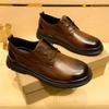New Oxfords Footwear Mens British Genuine Leather Shoes Outdoor Casual Ankle Shoes Low Top Casual Leather Elevator Shoe