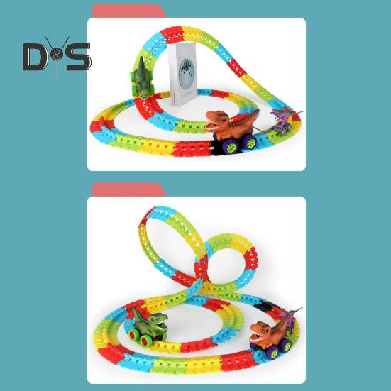 1 sada Dinosauří autodráha s lehkou hudbou Vzdělávací DIY stavění dráhy Antigravitační hra na horské dráze Dino Truck Hračka šplhání závodní auto