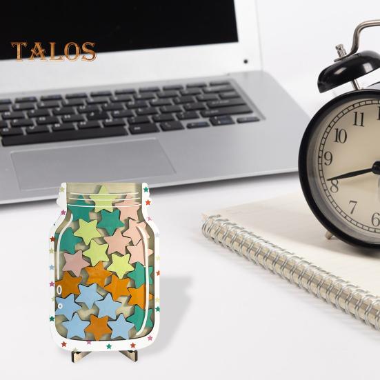 Träbelöningsburk med 25 färgglada stjärnor Ställ Barn Studenter Positivt beteende Prestation Uppmuntra Belöningssystem Lärare Förälder Klassrum