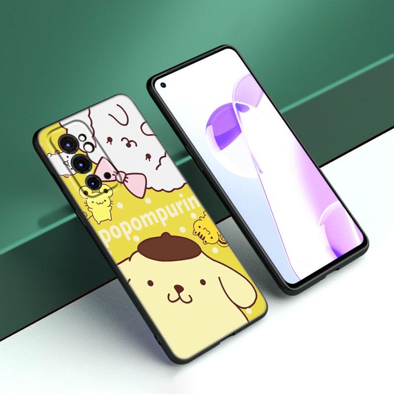 Cute Sanrio Pompompurin Black Silicone Phone Case For OnePlus 9 10 11 12 ACE 2V Pro 9RT 10T 10R Nord CE 2 3 Lite N10 N20 N30 5G