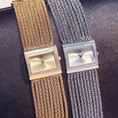 Luxury Diamond Rhinestones Square Women's Watches Ladies Quartz Wristwatch Classic Simple Femme Steel Band Relogio