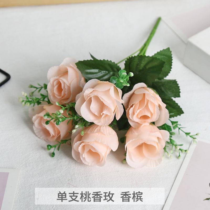 

Simulated Flower Bouquet Fragrant Roses Finished Wedding Home Decoration High-end Vase Flower Arrangement Photography Props 1pc шампанского