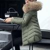 BITCED Winter Coat for Women - Mid-Length Slim-Fit Cotton Jacket with Large Fur Collar and Down-Filled Quilted Design