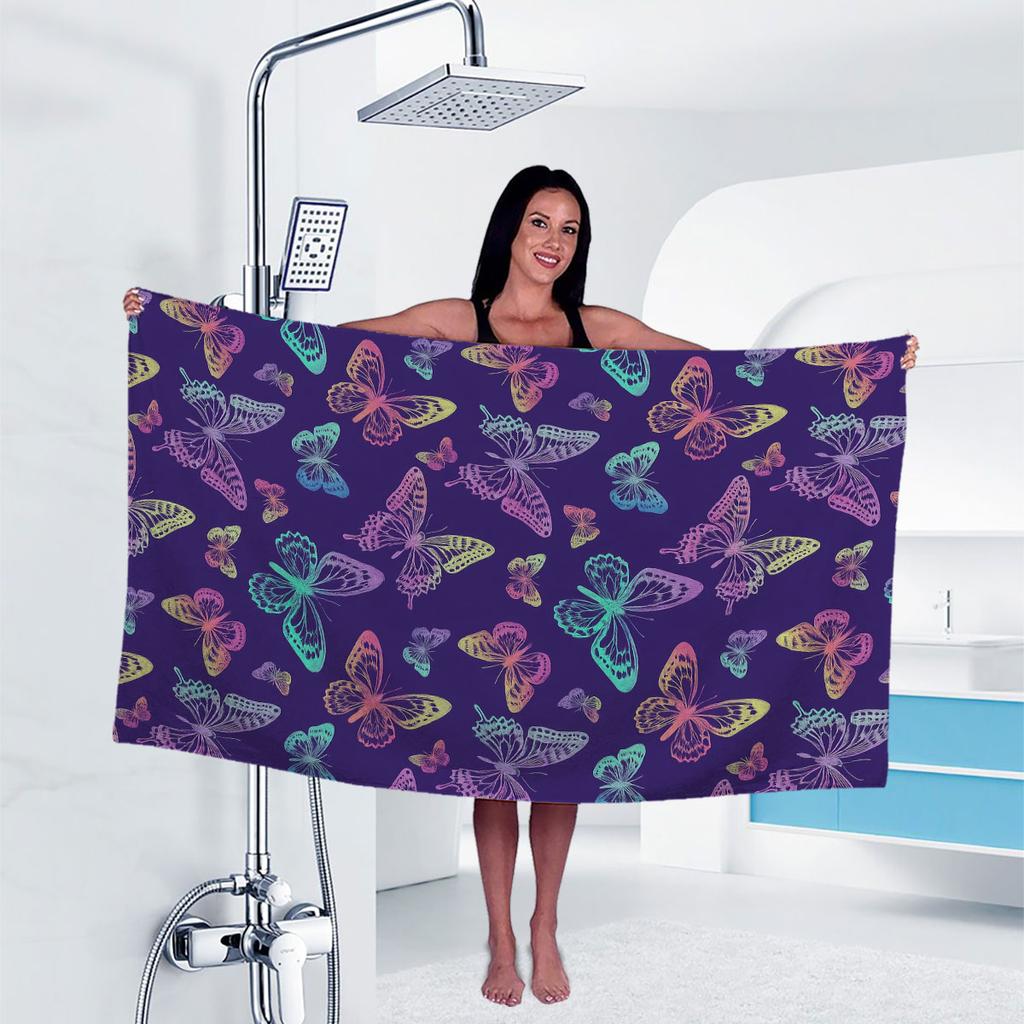 1pc Butterfly Print Towel Sports Quick-Drying Super Absorbent Camping Towel Super Soft Lightweight Gym Swimming Yoga Beach Towel