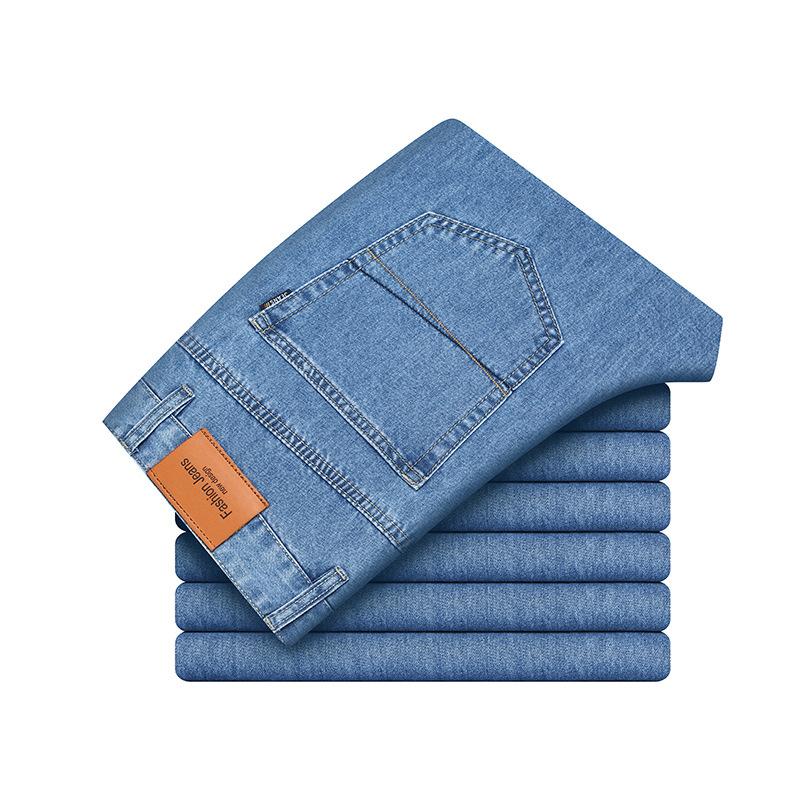 

Мужские офисные деловые джинсы мужские классические синие черные хлопковые эластичные прямые джинсовые брюки мужские фирменные брюки 40 светло-синий