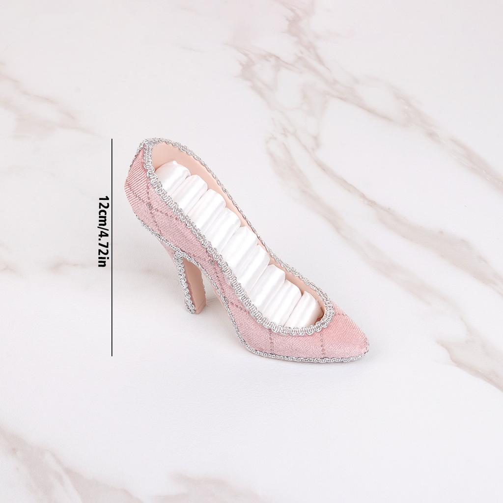 Elegant High Heel Jewelry Organizers Display Stand Fabric Texture for Earrings Rings and Accessories
