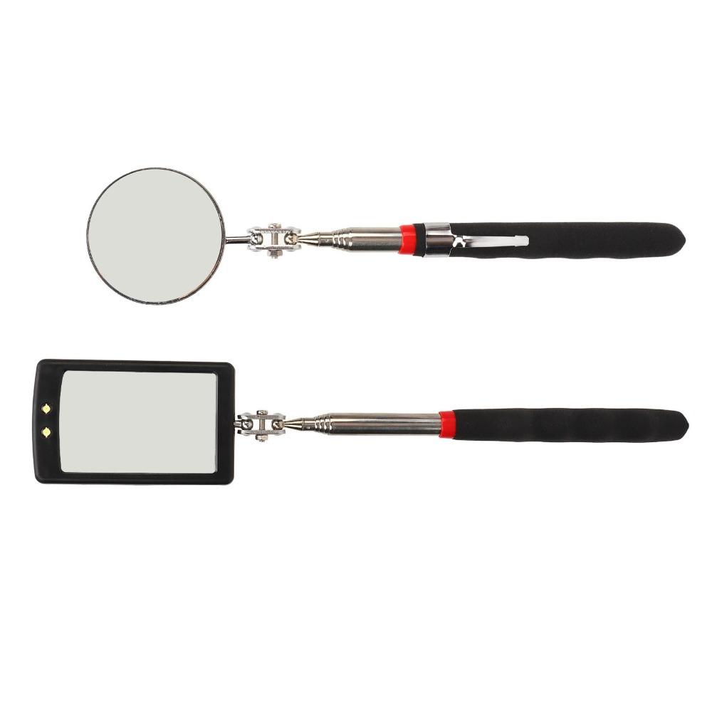 2pcs Square Mirror Telescoping Mirror Round Mirror LED Lighted Mirror Vehicle Checking