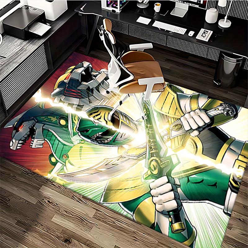 1pc Power Rangers Green Ranger Anime Cartoon Design Office Chair Mat Non-Slip Carpet for Home Decor, Suitable for Office, Living Room, Bedroom, Game R