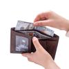 Men's RFID-Blocking Genuine Leather Trifold Wallet/Card Holder with Money Clip