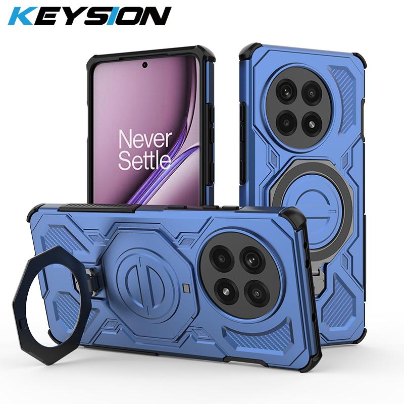 

KEYSION Shockproof Magnetic Case for OnePlus 13R 13 5G Silicone+PC Upright Live Metal Ring Stand Phone Cover for OnePlus Ace 5 Pro for OnePlus Ace 5 Pro зелений