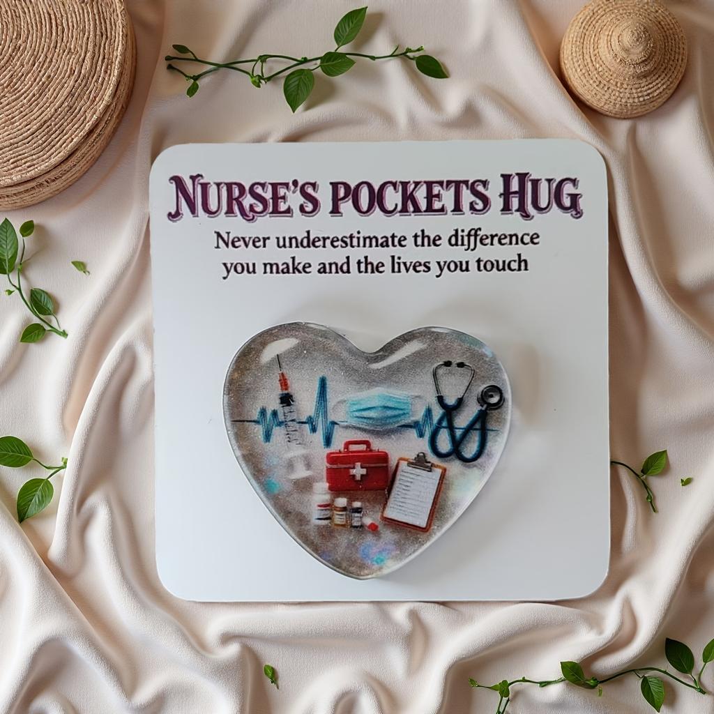 Nurse Pocket Hug Heart Ornament, Heart-Shaped Inspirational Emotional Sculpture, Hug Token. Suitable for Home Holiday Decor, Room Decor, Friend Gifts