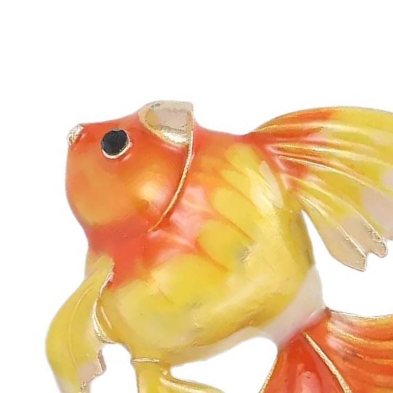 Elegant Goldfish Enamel Brooch Alloy Metal Accessory Convertible Pendant Clothing Accessories For Casual Party Outfit