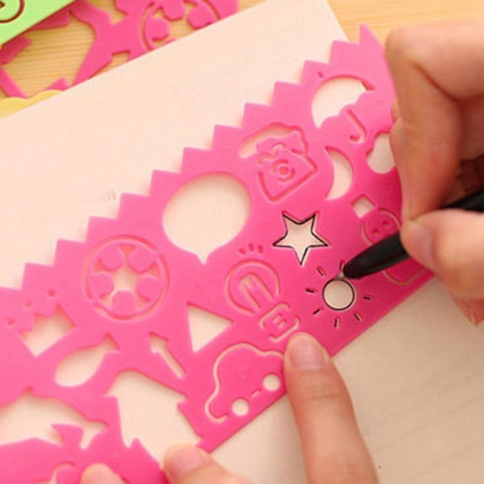 4Pcs DIY Graphic Template Stencil Drawing Stationery Ruler School Painting Supplies Drafting Tool Art