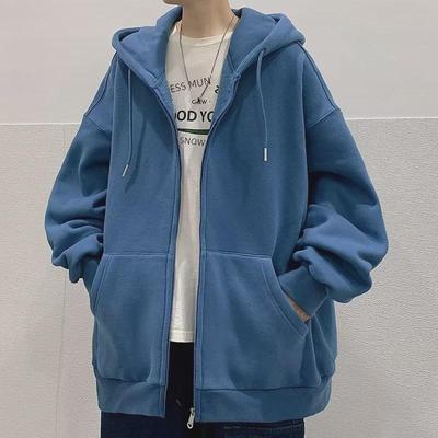 Men's Hong Kong Style Hooded Sweatshirt - Trendy, Loose-Fit, Solid Color for Autumn & Winter