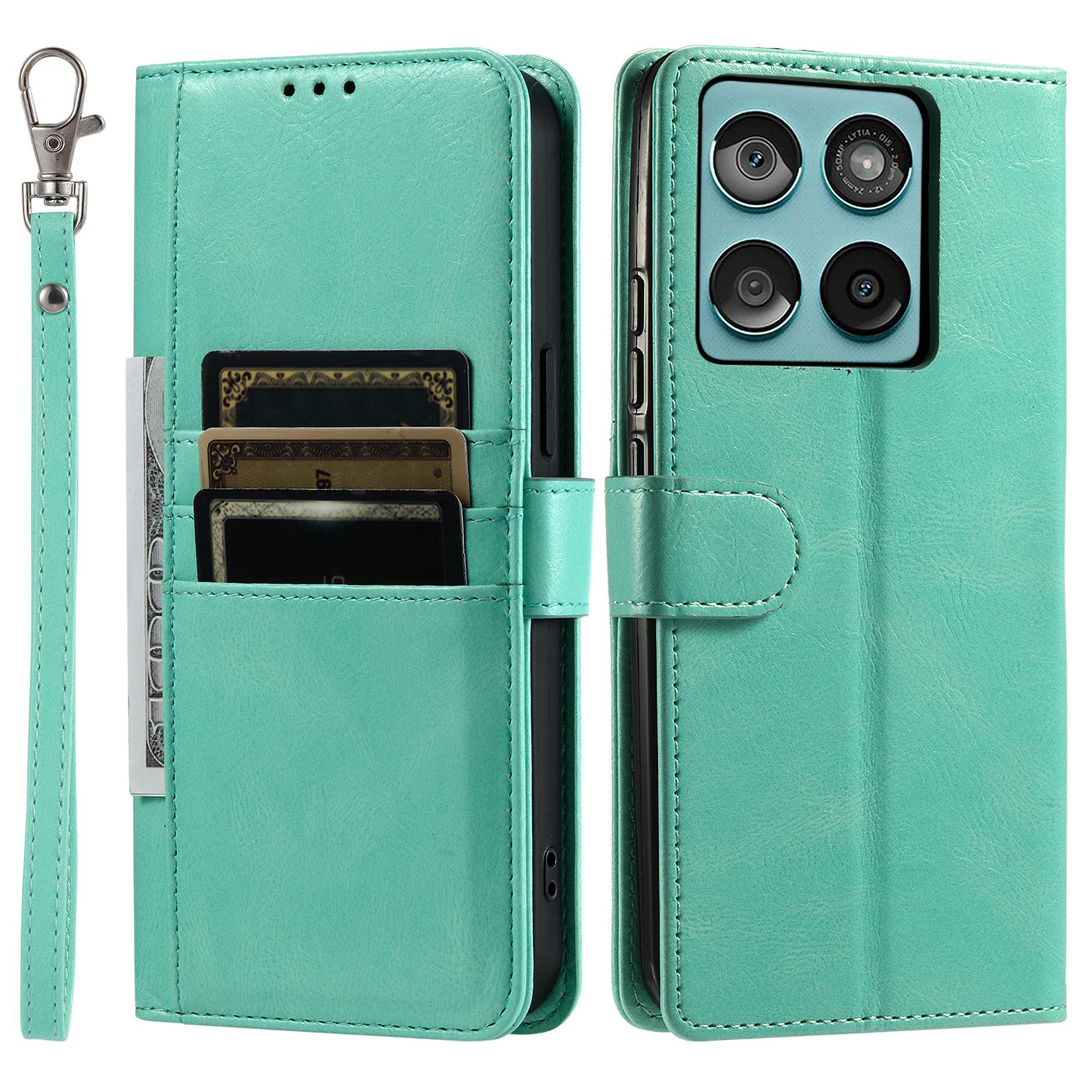 

013 Стиль Для Motorola Edge 60 5G/60 Fusion 5G Чохол PU Шкіра Протиударний Чохол для Телефону з 6 Відділеннями для Карт Mint Green