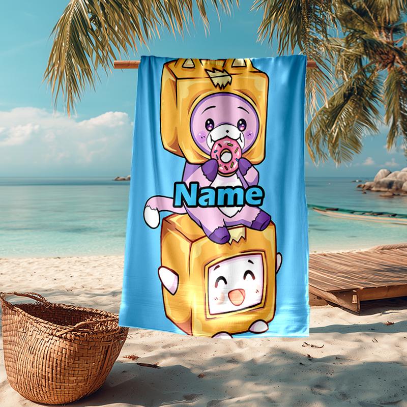 Custom Name Ultra-Soft Beach Towel with LankyBox Theme,Ideal for Pool - Camping, Diving - Perfect Travel Essential, Vibrant Beach Towel.