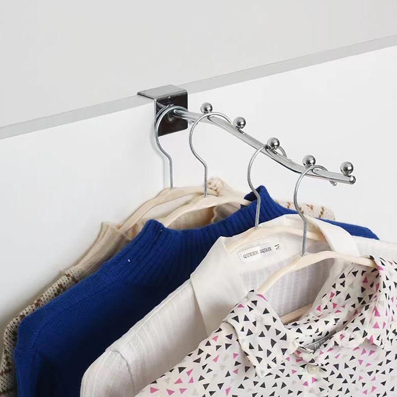 Supermarket Clothing Store Stainless Steel Card Square Tube Hook Dormitory Home Balcony Clothes Hook Beaded Shelf Hook