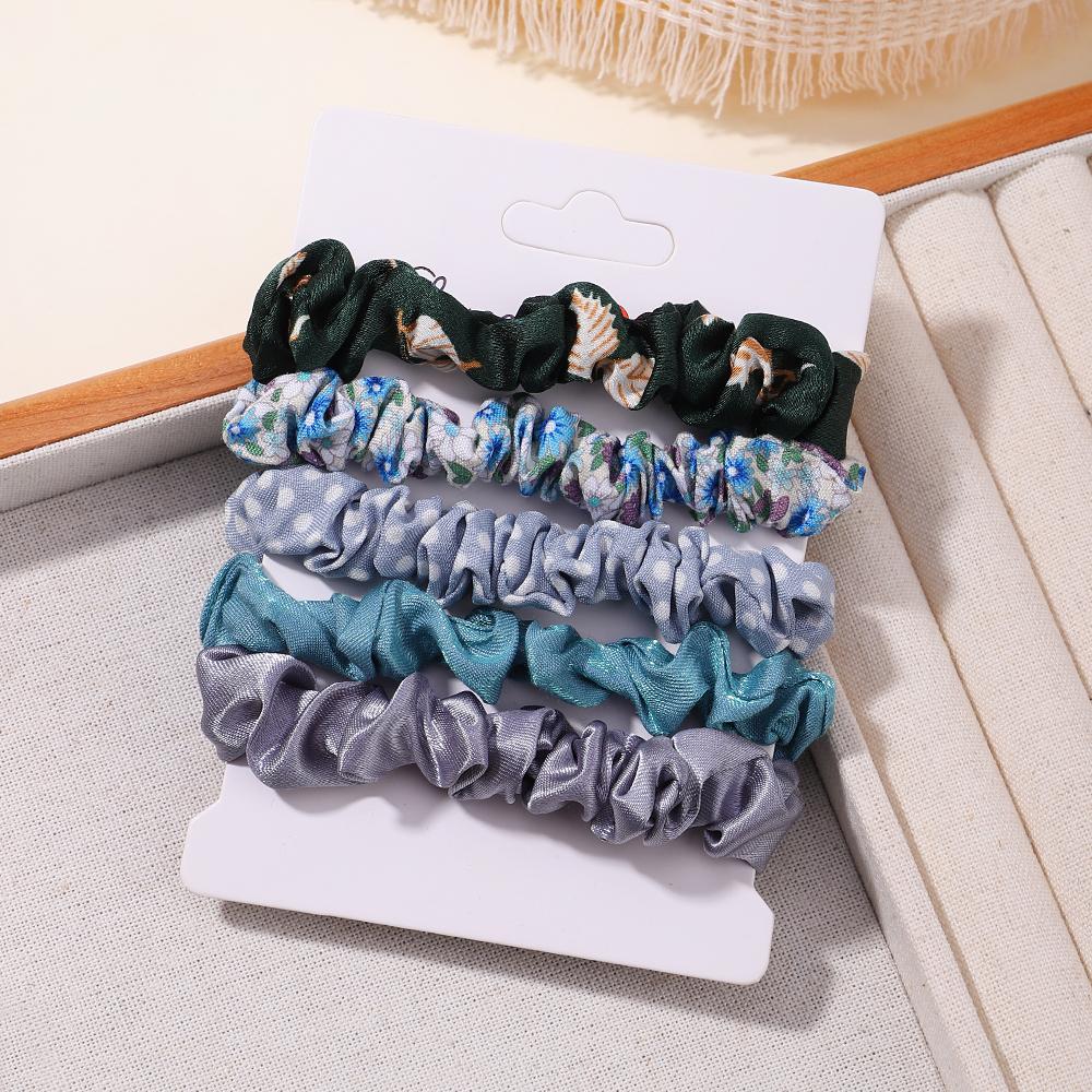 5Pcs/Set Fashion Korean Scrunchies Hairband Print Leopard Scrunchie Set Ladies Elastic Hair Band Headwear Women Hair Accessories