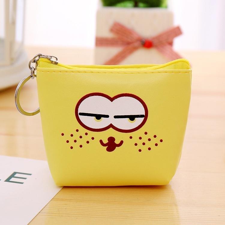 Cartoon Coin Purse Funny Face Cube PU Leather Coin Pen Case