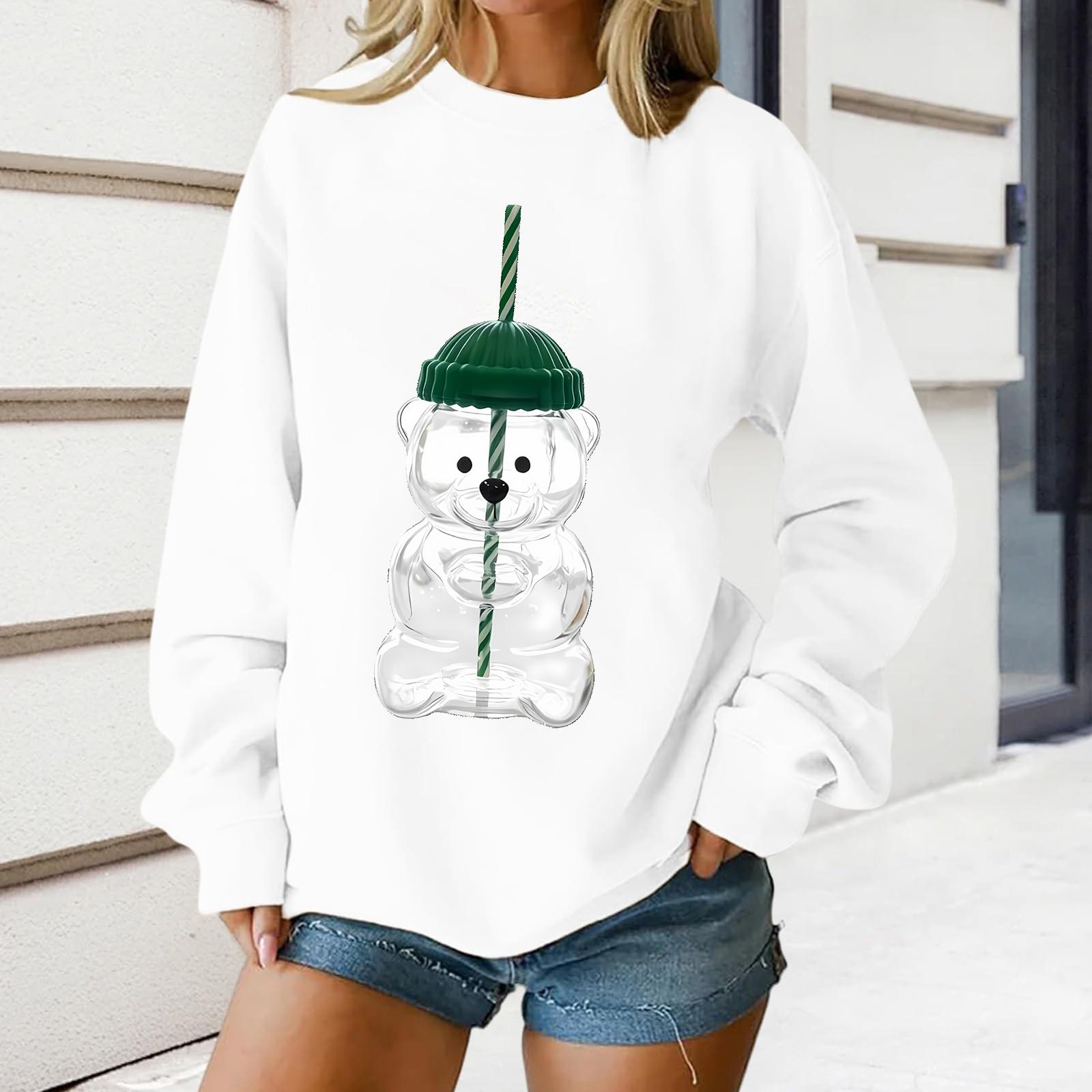 

Женский свободный удобный повседневный модный свитшот с круглым вырезом и длинными рукавами с принтом персонажей XL