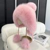 Winter Women Real Fox Fur Hat Fashion Casual Outdoor Warm Knitted Hats Girl Lovely 100% Natural Fox Fur Ear Cap Bomber Caps