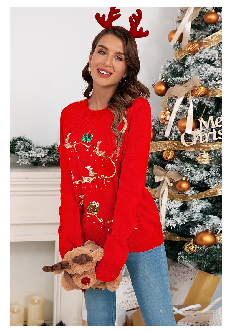 2023 Autumn-Winter Women s Deer Embroidery Knit Pullover Sweater Large