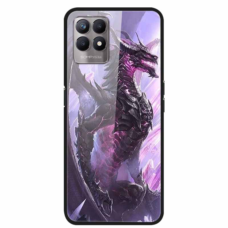 For Realme 8i Case Tempered Glass Hard Clear Phone Case For OPPO Realme 8i RMX3151 Realme 7 Pro Animals Wolf Shockproof Coque