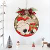 Wooden Round Hanging Sign Christmas Welcome Door Decor Festive Party Wall Ornament Holiday Seasonal Decoration