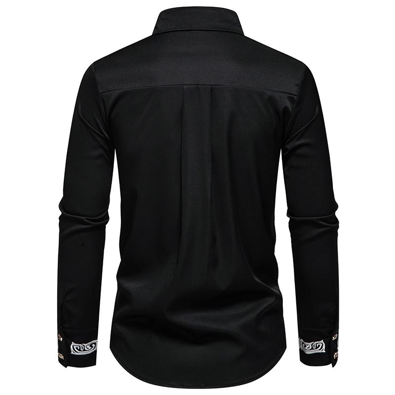 Spring New Fashion Men's Long Sleeve Shirt Men European and American Palace Embroidered Shirts Male Casual Social Wedding Party