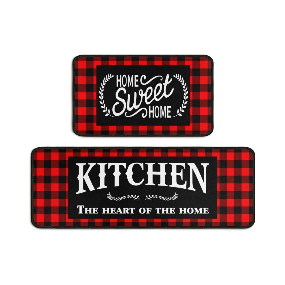 

VIKAMA 2pcs Christmas Kitchen Carpet Stain-resistant Laundry Room Hallway Carpet Entrance Welcome Floor Mat Home Decoration 40x60and40x120cm