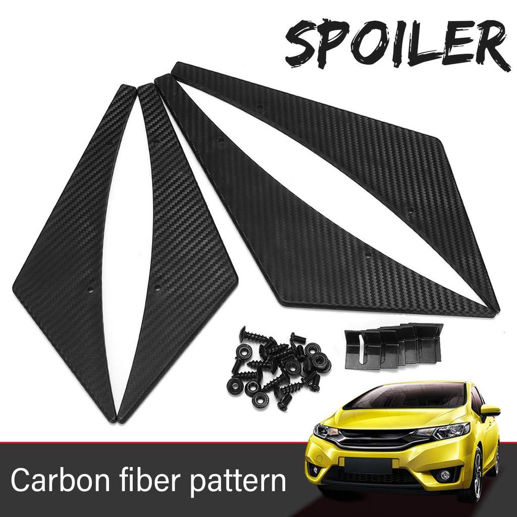 4Pcs Carbon Fiber Universal Car Styling Sticker Fit Front Bulper Lip Diffuser Splitter Fins Body Spoiler Canards Valence Chin