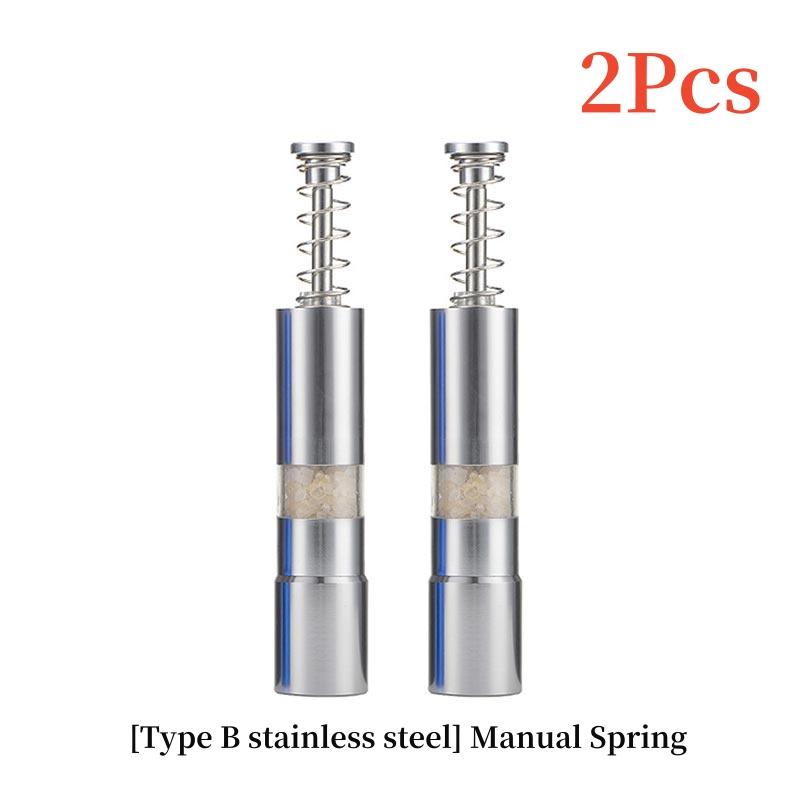 Manual Press Type Pepper Grinder Sets Stainless Steel Home Sea Salt Black Pepper Mill Finger Grinding Spice Crude Salt Grinder